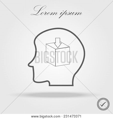 Sticker Silhouette Profile Human Head With Carton Box Vector Illustration