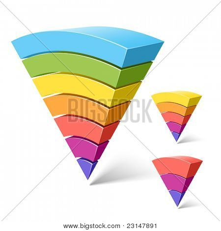 forme di piramide a strati 3, 5 e 7. Vector.