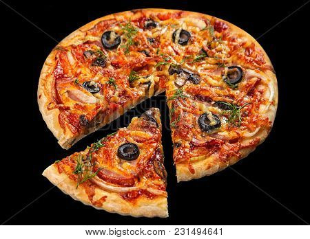 Itailan Cookery Homemade Pizza Isolated On Black