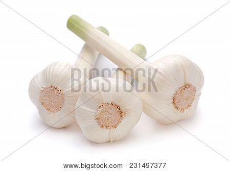 Young Garic Vegetable Isolated On White Background