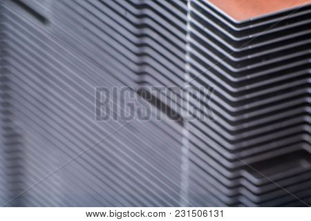 Aluminum Radiator With Copper Heat Pipe Close-up With Beautiful Bokeh Metallic Background