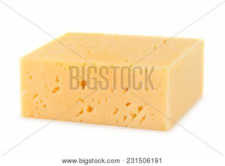 Chese Block Closeup Isolated On White Background