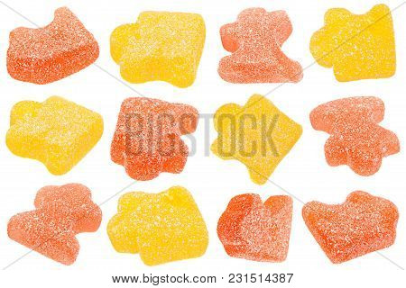 Marmalade Jelly Candy As Pazzles Shape Isolated On White