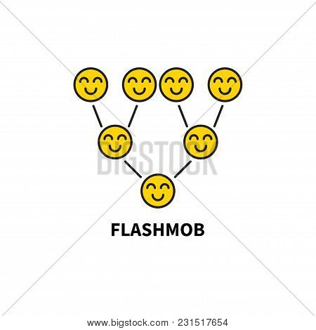 Icon Flashmob, Flash Mob. Smiling Smileys, Multilevel Marketing Scheme, Viral Advertising, Add Vecto