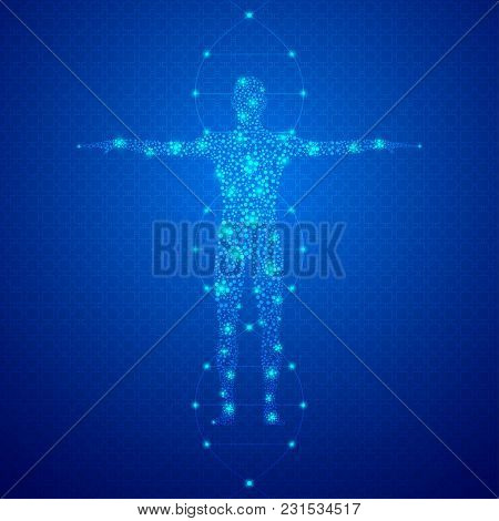 Abstract Human Body With Molecules Dna Illustration