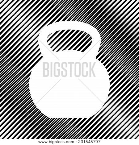 Fitness Dumbbell Sign. Vector. Icon. Hole In Moire Background.