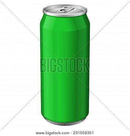 Green Metal Aluminum Beverage Drink Can 330ml. Ready For Your Design. Product Packing Vector Eps10