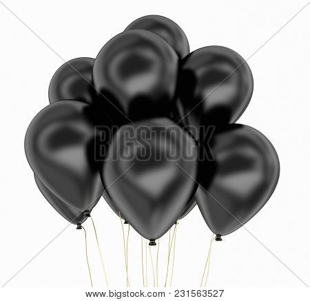 Black Balloons 3d Rendering And Good Quality 3d Illustration