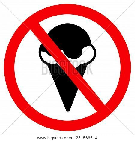 No Ice Creame Sign, Banner No Ice Cream, Icon No Ice Cream