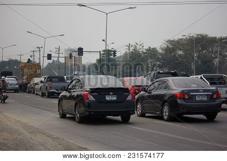 Car And Traffic On Highway Road Near Juction.