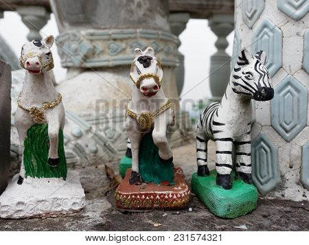 Ceramic Horse And Zebra Used As Offerings Or Sacrifice To Holy Spirits Used In Spiritual Or Religiou