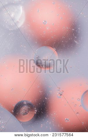 Abstract Fullcolor Background. Drops And Bubbles Of Liquid. The Concept Of The Microcosm. Toned.