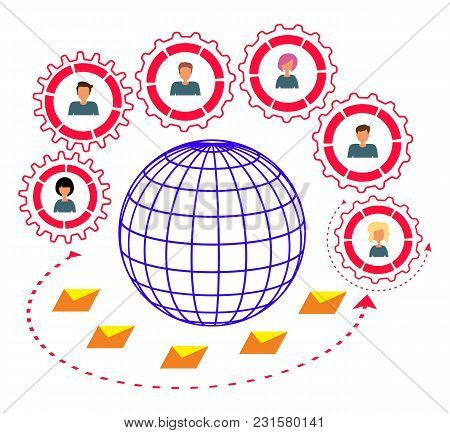 Email. Communication Between People Around The World. Concept. Vector Illustration