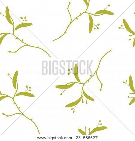 Seamless Floral Pattern. Repeating Texture On A Green Background. Perfect For Printing On Fabric Or 