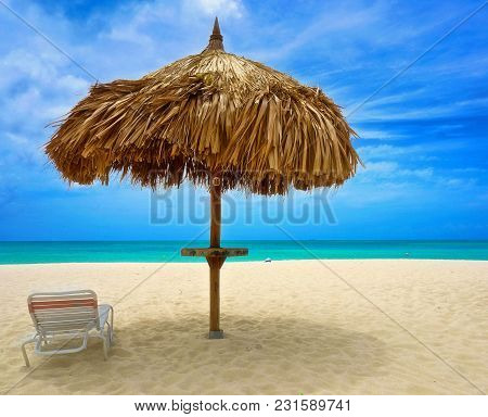 The Beach In Aruba And The Blue Sky