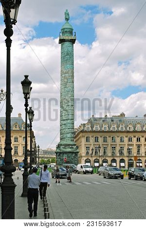 Paris, France, June 22: Parisians And Guests Of The City Are Walking Along The Place Vendome, June 2