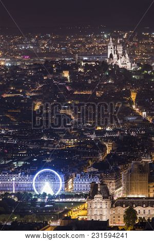 Panoramic View Of Glowing City In Nigh Time With Old Architecture And Plenty Of Attractions