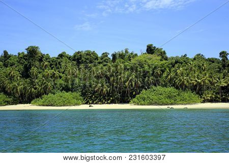 Tropical Beach Of Coibita, Aka Rancheria. Coiba National Park, Panama