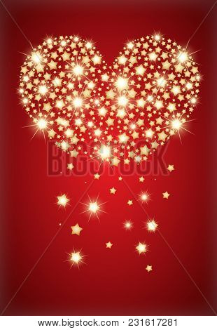 Heart Made With Golden Stras. Vector Illustration