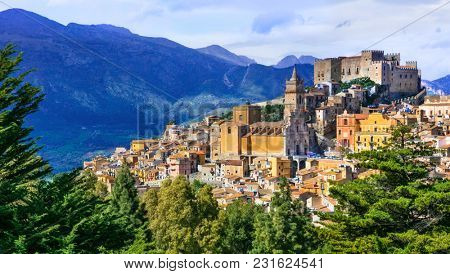 Beautiful mountain village Caccamo in Sicilia, Italy