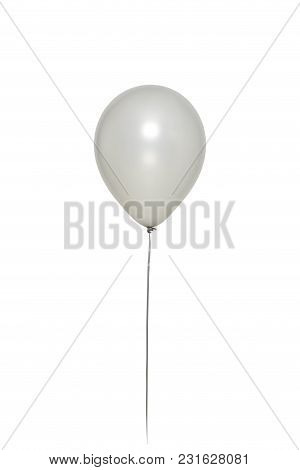 Silver Balloon Floating On White