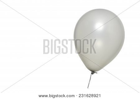 Silver Balloon Floating On White