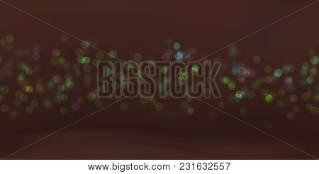 Glow Bokeh Spray Background. Abstract Colorful Horizontal Hero Header With Glitter Particles With De