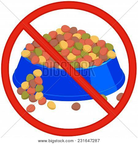 Pet Overfeeding Danger Pet Overfeeding Danger Colorful Cartoon Sign. Sign. Cat Dog Care Themed Vecto