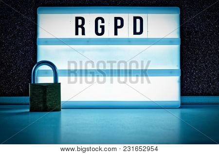 Lighted Board With Dsgvo (general Data Protection Regulation) In English Gdpr (general Data Protecti