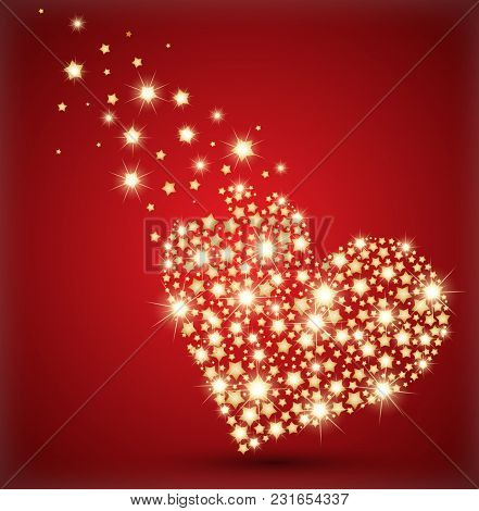 Heart Made With Golden Stras. Vector Illustration