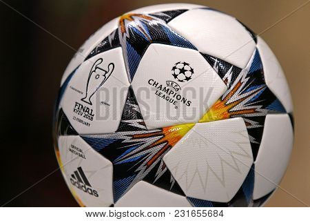 Kharkiv, Ukraine - February 21, 2018: Close-up Official Match Ball Of Uefa Champions League Final 20