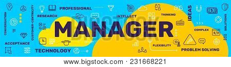 Profession Manager Concept. Vector Creative Illustration Of Manager Word Lettering Typography With L
