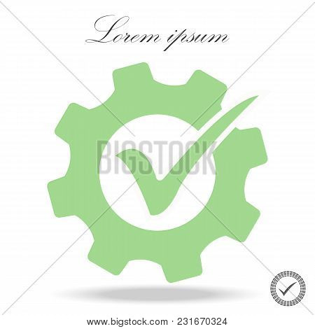 Quality Icon. Flat Grey Pictogram Symbol Inside A Light Green Rounded Square. Green Color Additional