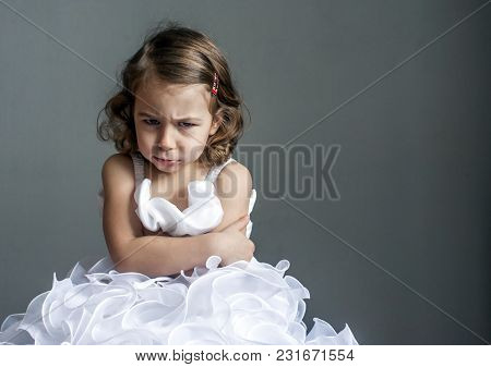 Little Princess In A Bad Mood. Children's Emotions: Resentment,