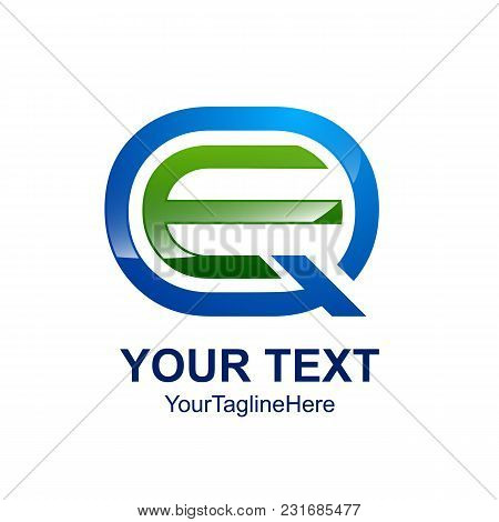 Initial Letter Qe Or Eq Logo Template Colored Green Blue Design For Business And Company Identity