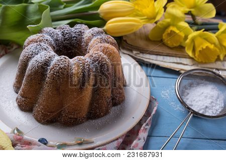 Easter Background With Pound Cake