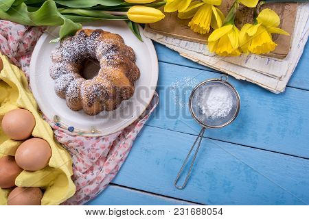 Easter Background With Pound Cake