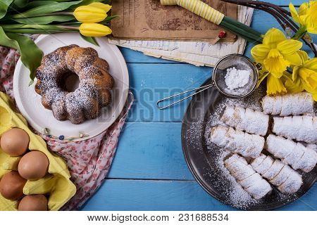 Easter Background With Pound Cake