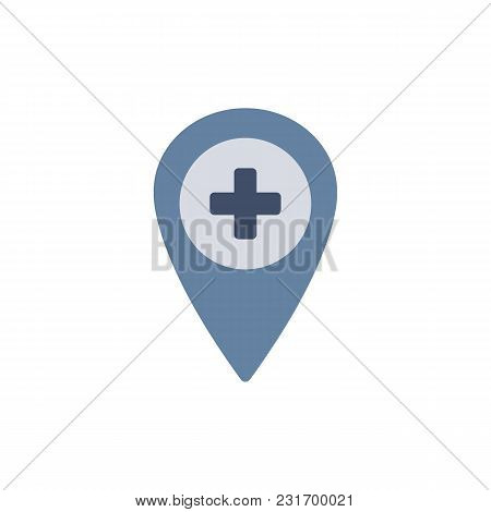 Hospital Mappointer. Medical Icon. Isolated On White. Vector Illustration