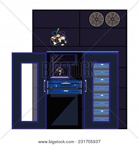 Quantum Computer Icon, Vector Illustration Isolated On White Background.