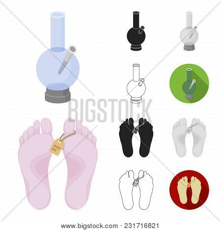 Drug Addiction And Attributes Cartoon, Black, Flat, Monochrome, Outline Icons In Set Collection For 