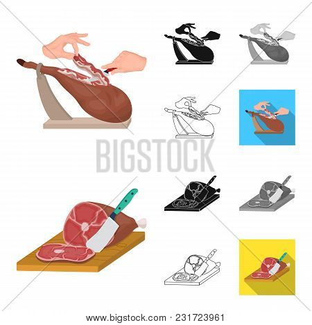 Cooking Food Cartoon, Black, Flat, Monochrome, Outline Icons In Set Collection For Design. Kitchen, 