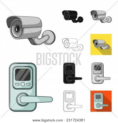 Smart Home Appliances Cartoon, Black, Flat, Monochrome, Outline Icons In Set Collection For Design. 