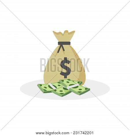 Money Bag Vector Icon, Moneybag And Dollar Sign Isolated On White Background, Vector Illustration