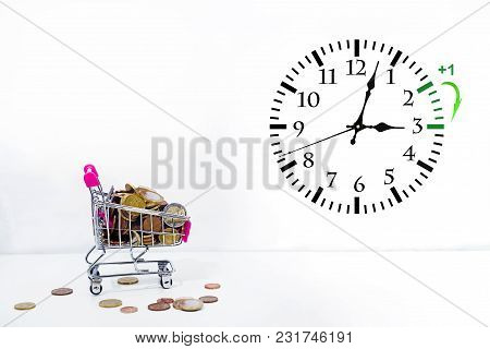 Daylight Saving Time. Dst. Wall Clock Going To Winter Time.
