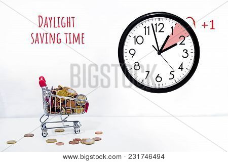 Daylight Saving Time. Dst. Wall Clock Going To Winter Time.