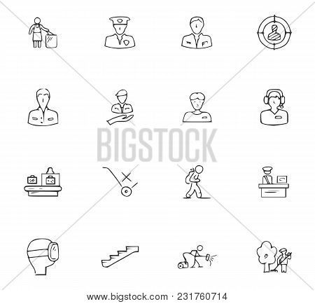 Doodle Travel Icons Set For Website Design