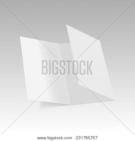 Blank Three Folded Fold Paper Leaflet, Flyer, Broadsheet. Vector Illustration