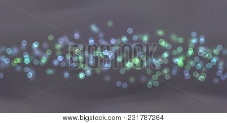Glow Bokeh Spray Background. Abstract Colorful Horizontal Hero Header With Glitter Particles With De