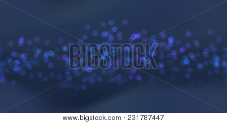 Glow Bokeh Spray Background. Abstract Colorful Horizontal Hero Header With Glitter Particles With De